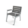 Frog Furnishings Gray 24" Plaza Chair with Silver Frame PB 24GRASFPLZCHR